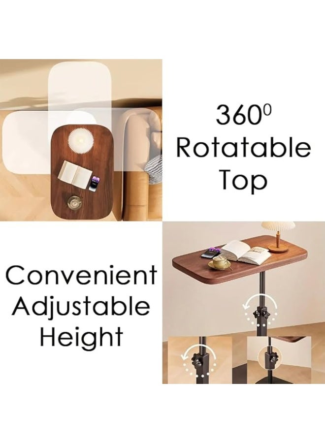 DUNISO C Shaped Side Table，Adjustable Height C Shaped End Table， 360°Swivel Adjustable Sofa Small Side Table，Oil Resistant Waterproof，for Living Room, Sofa, Bedroom, Study Room, Cafe Office，80cm to 45cm Height - Image 3