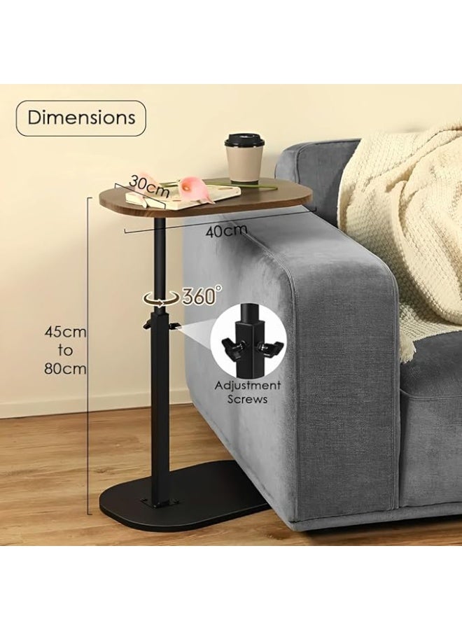 DUNISO C Shaped Side Table，Adjustable Height C Shaped End Table， 360°Swivel Adjustable Sofa Small Side Table，Oil Resistant Waterproof，for Living Room, Sofa, Bedroom, Study Room, Cafe Office，80cm to 45cm Height - Image 2