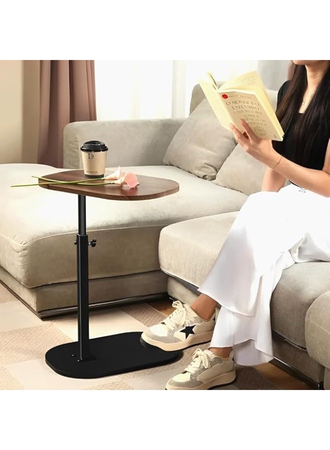 DUNISO C Shaped Side Table，Adjustable Height C Shaped End Table， 360°Swivel Adjustable Sofa Small Side Table，Oil Resistant Waterproof，for Living Room, Sofa, Bedroom, Study Room, Cafe Office，80cm to 45cm Height - Image 1