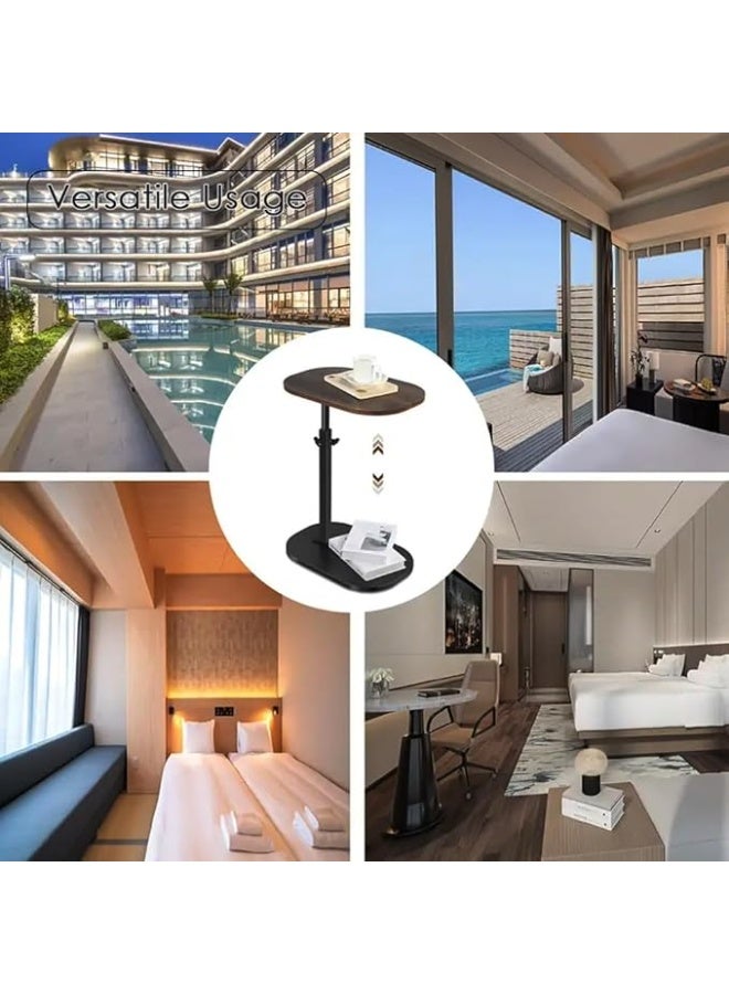 DUNISO C Shaped Side Table，Adjustable Height C Shaped End Table， 360°Swivel Adjustable Sofa Small Side Table，Oil Resistant Waterproof，for Living Room, Sofa, Bedroom, Study Room, Cafe Office，80cm to 45cm Height - Image 5