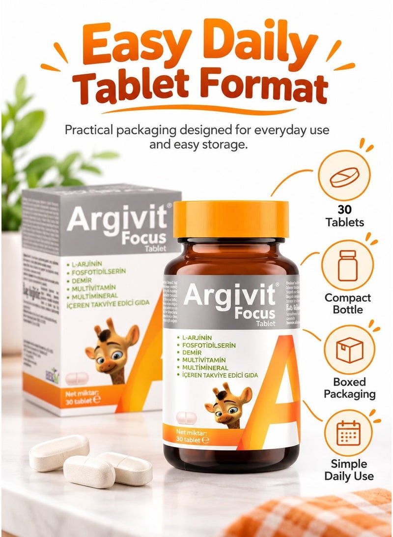 Argivit Focus Original Comprehensive Multivitamin and Multimineral Supplement for Height and Focus Enhancement, 30 Tablet - Image 4