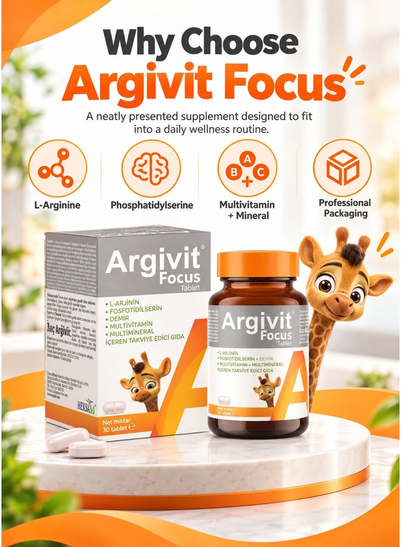 Argivit Focus Original Comprehensive Multivitamin and Multimineral Supplement for Height and Focus Enhancement, 30 Tablet - Image 3
