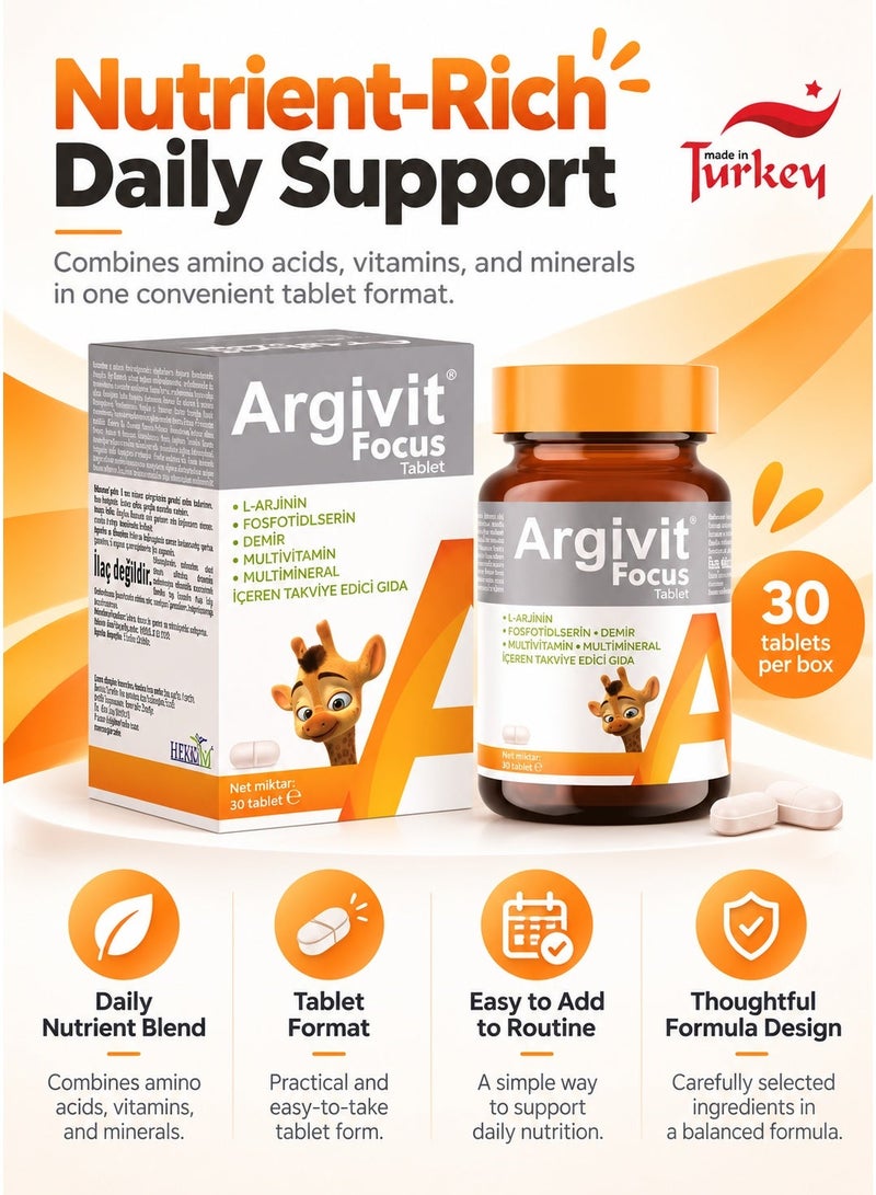Argivit Focus Original Comprehensive Multivitamin and Multimineral Supplement for Height and Focus Enhancement, 30 Tablet - Image 5