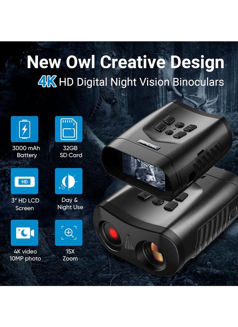 APEXEL - 4K HD Outdoor Night Vision Device 15x Handheld Telescope Digital Photo Recording Infrared Binocular Night Vision Device - Image 1