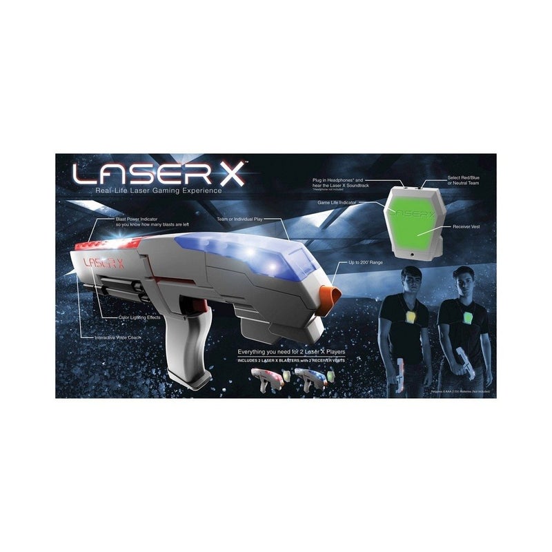 Laser X ليزر إكس مجموعة ألعاب الليزر الأصلية للاعبين اثنين، مسدسات وأجهزة استشعار للسترة، للأعمار 6 سنوات فما فوق - Image 1