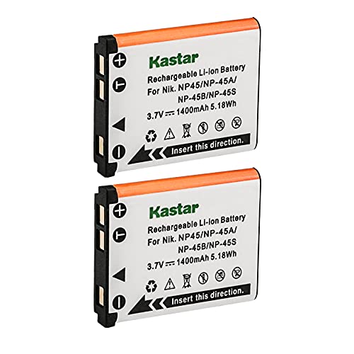 Kastar 2 Pack Battery for Fujifilm NP-45 NP-45A NP-45B and Fuji FinePix J10 J12 J15 J15fd J20 J25 J26 J27 J30 J35 J38 J40 J100 J110W J120 J150W J210 J250 JV100 JV105 JV150 JV155 JV160 JV200JX205 JX250 - Image 1