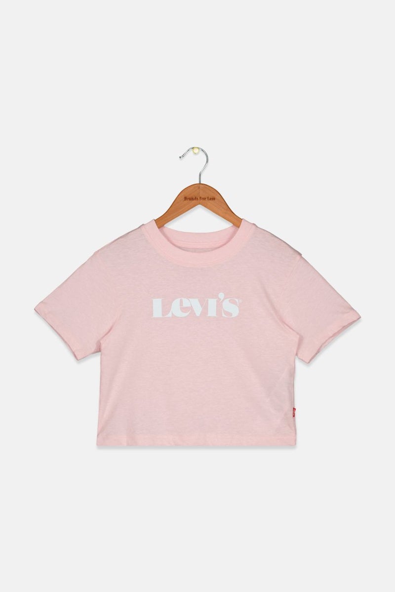 Levi's تي شيرت قصير الأكمام بنات للأطفال بياقة دائرية، وردي - Image 1
