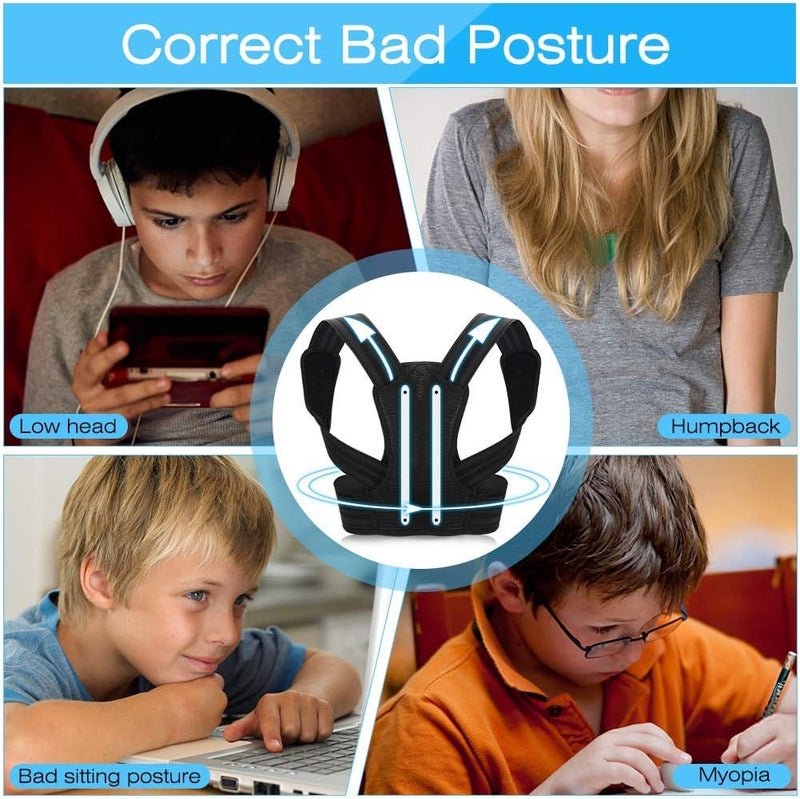 comfrt Back Posture Corrector for Kids and Teens, Adjustable Upper Back Brace Clavicle Support Brace with Soft Shoulder Pads and Elastic Belts for Thoracic Kyphosis, Improve Slouching and Humpback - Image 3