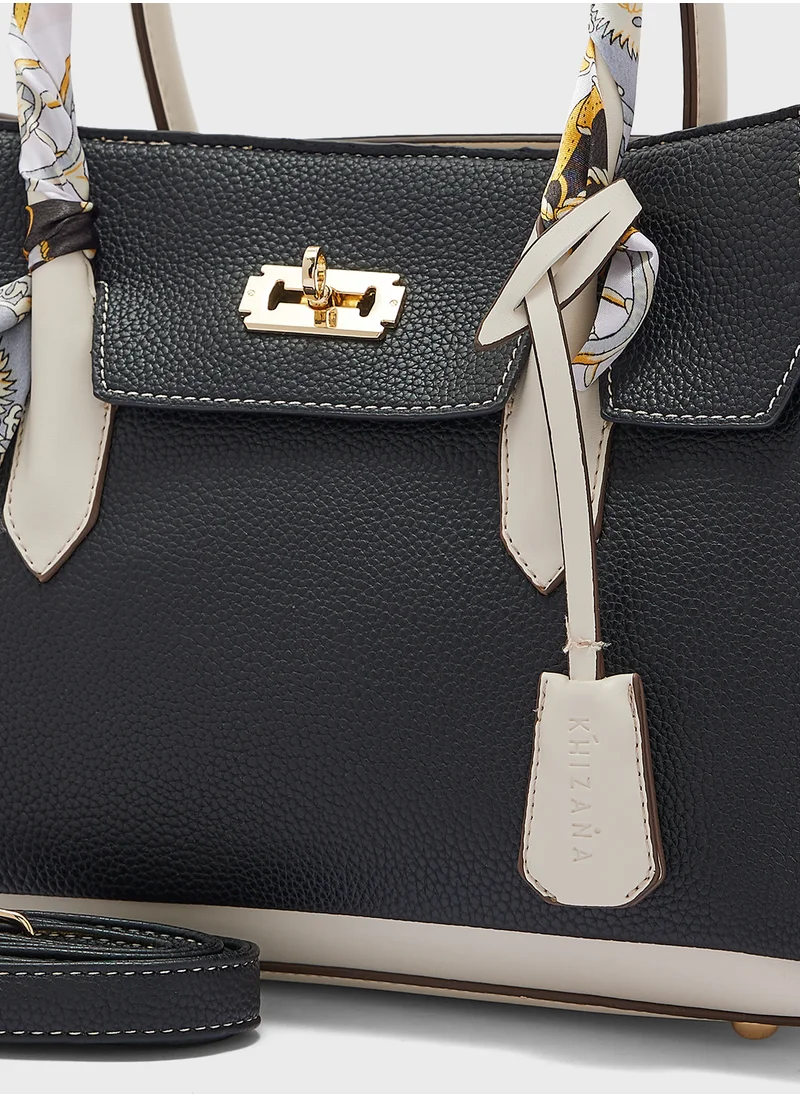 Khizana Satchel Bag with Scarf Detail