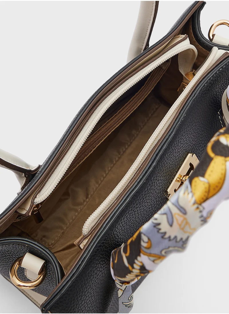 Khizana Satchel Bag with Scarf Detail