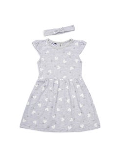 Baby Co. Grey hearts printed dress with head band.  - Image 1