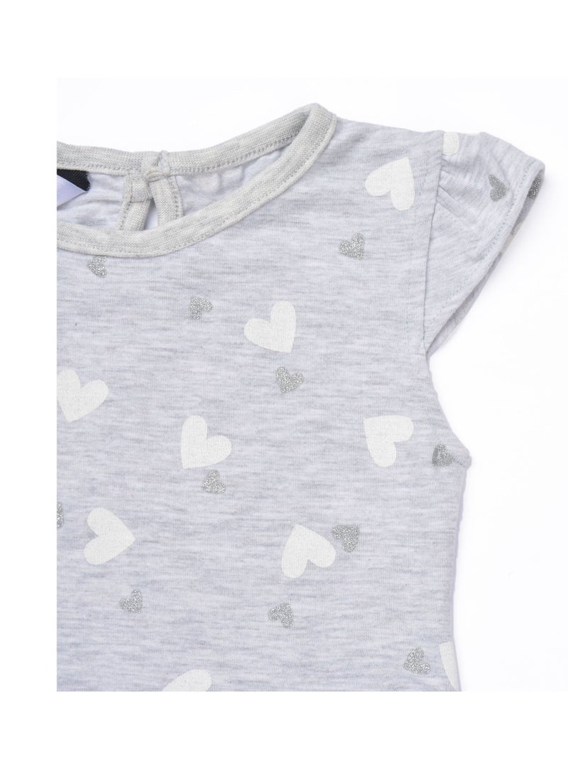 Baby Co. Grey hearts printed dress with head band. - Image 2