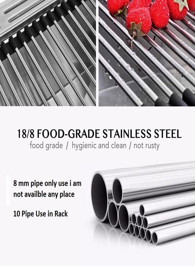 INVOSS Quality Stainless Steel Foldable Over Sink Rack, Roll Up Over Sink Rack, Kitchen Rolling Dish Drainer, Roll-up Dish Draying Rack, Over Sink Mat - 45" X 23" cm (Black) - Image 2