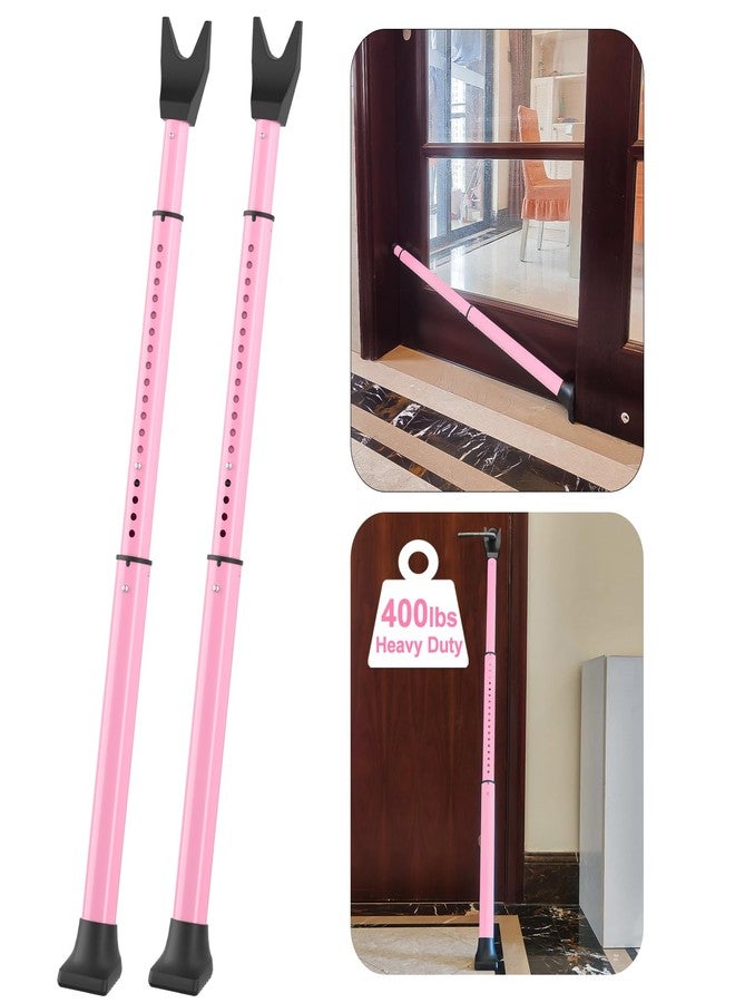 Rerishom Door Security Bar, Door Stoppers Security bar,Heavy Duty Door Lock Security Door Jammer Door Stopper for Apartment, Hotel Room,Screen Door Hardware, Gate Lock Bar(2 Pack,Pink) - Image 1