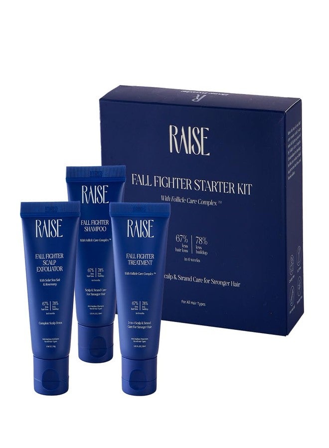Raise Fall Fighter Anti-Hairfall Travel Kit | 3-step hair care routine | 67% Less Hair Loss in 6 Weeks | Infused with Rosemary | SLS & Paraben Free | Exfoliate, Cleanse & Condition| 30ml Each - Image 1