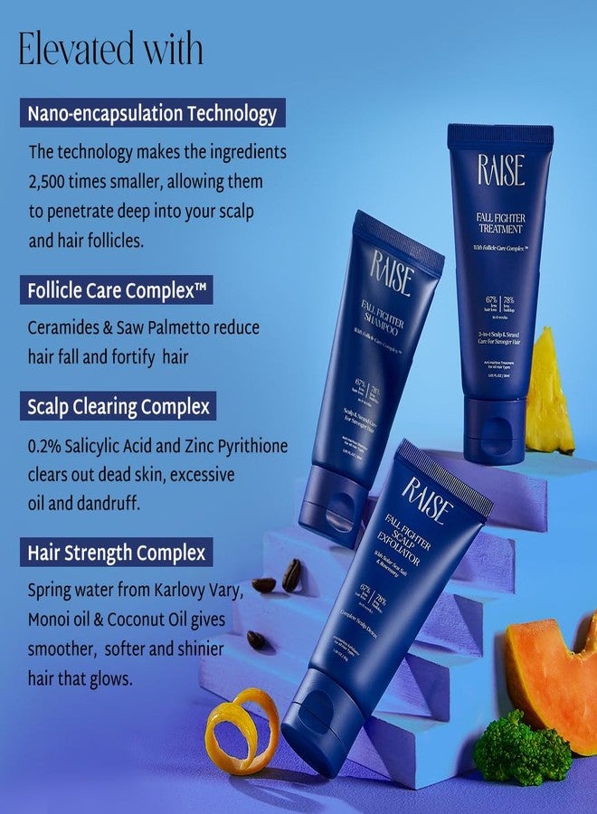 Raise Fall Fighter Anti-Hairfall Travel Kit | 3-step hair care routine | 67% Less Hair Loss in 6 Weeks | Infused with Rosemary | SLS & Paraben Free | Exfoliate, Cleanse & Condition| 30ml Each - Image 4