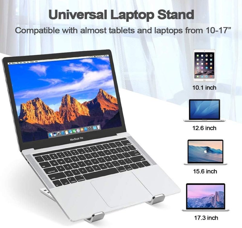 PTN Laptop Stand, Adjustable Portable Laptop Holder for Desk, Aluminum Ventilated Notebook Riser for iPad, MacBook Air Pro, Dell XPS, More 10-15.6 inches PC Computer, Tablet, iPad - Image 4
