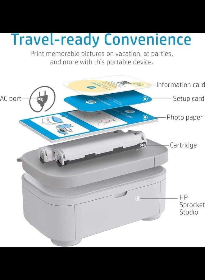 طابعة Sprocket Studio Plus WiFi - تطبع صورًا مقاس 4x6 بوصة لاسلكيًا من جهاز iOS وAndroid الخاص بك، باللون الأبيض - Image 4