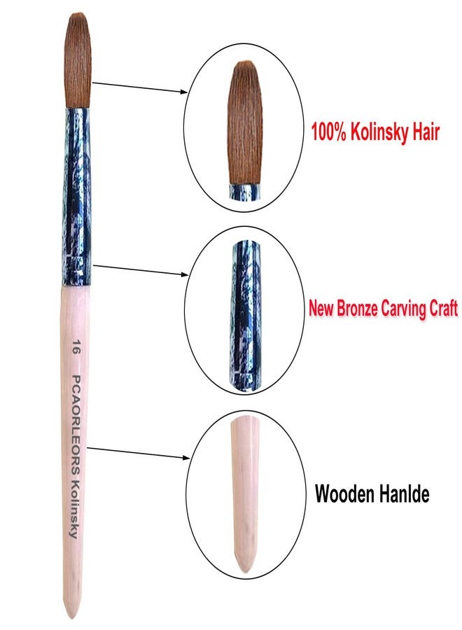 PCUORLEORS Acrylic Nail Brush,Pure Kolinsky Sable Hair Brush with Wooden Hand and Retro Colored Copper Tube,Round Gel Brush for Acrylic Power and Nail Extension (#10) - Image 3