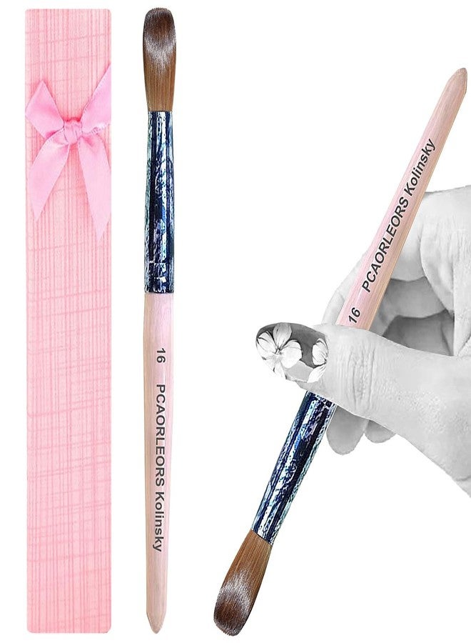 PCUORLEORS Acrylic Nail Brush,Pure Kolinsky Sable Hair Brush with Wooden Hand and Retro Colored Copper Tube,Round Gel Brush for Acrylic Power and Nail Extension (#10) - Image 1