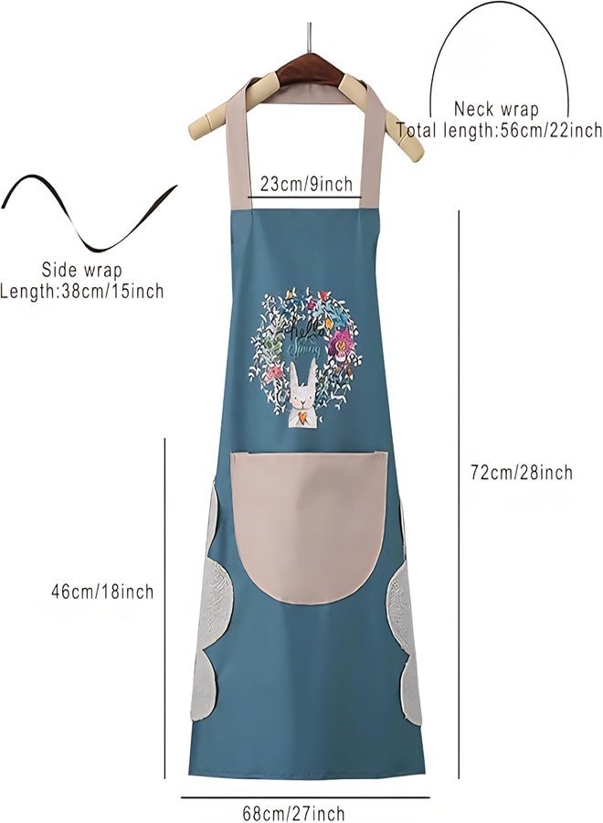 INKIES Assorted Waterproof Kitchen Apron for Women with Big Front Pocket Hand-Wiping Towel | Comfortable Wear-Resistant Chef Apron for Cooking | One Size Fits Most | (1 Pcs) - Image 2