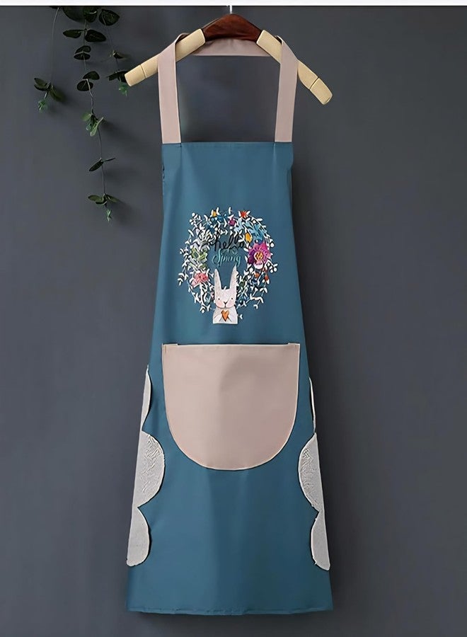 INKIES Assorted Waterproof Kitchen Apron for Women with Big Front Pocket Hand-Wiping Towel | Comfortable Wear-Resistant Chef Apron for Cooking | One Size Fits Most | (1 Pcs) - Image 3