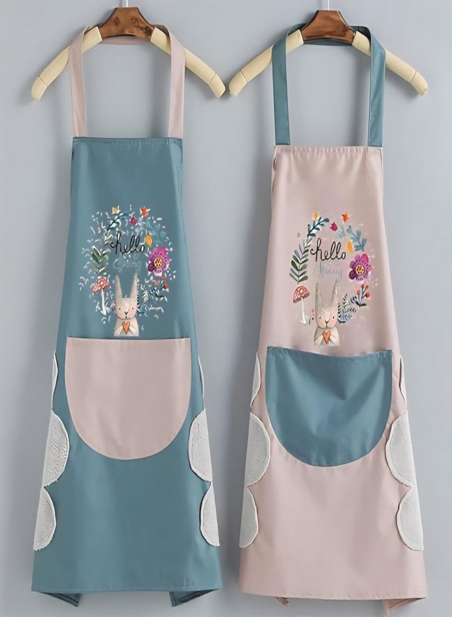 INKIES Assorted Waterproof Kitchen Apron for Women with Big Front Pocket Hand-Wiping Towel | Comfortable Wear-Resistant Chef Apron for Cooking | One Size Fits Most | (1 Pcs) - Image 1