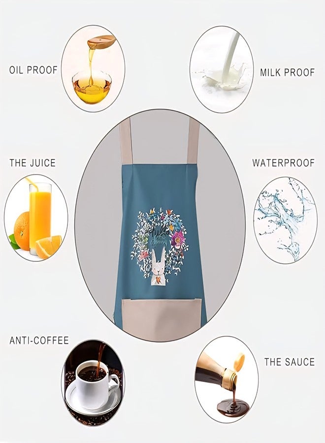 INKIES Assorted Waterproof Kitchen Apron for Women with Big Front Pocket Hand-Wiping Towel | Comfortable Wear-Resistant Chef Apron for Cooking | One Size Fits Most | (1 Pcs) - Image 5