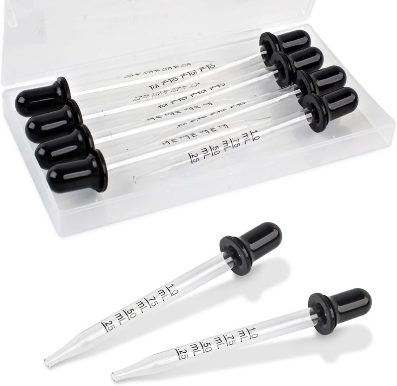 Romeda 10P Eye dropper, 1ml Glass Dropper with Rubber Cap, Clear Dropper Syringe for Liquid Medicine, Essential Oils, Feeding, Lab, Measuring and Transferring - Image 1