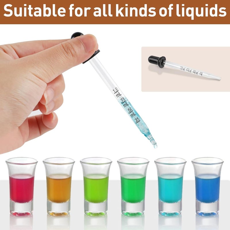 Romeda 10P Eye dropper, 1ml Glass Dropper with Rubber Cap, Clear Dropper Syringe for Liquid Medicine, Essential Oils, Feeding, Lab, Measuring and Transferring - Image 5