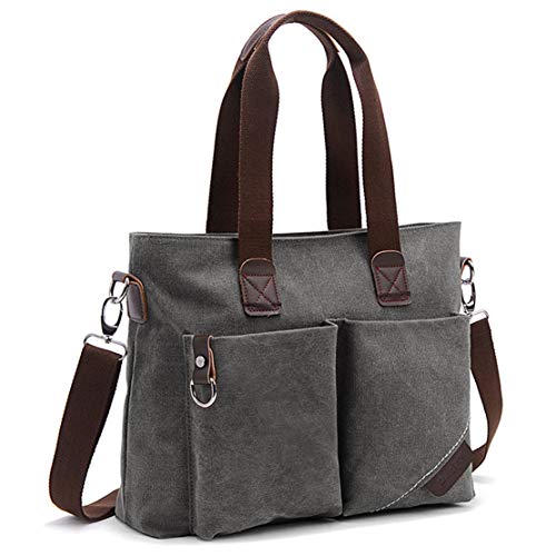 ToLFE Women Top Handle Satchel Handbags Tote Purse Shoulder Bag (Large: (L) 14.57" x(W) 6.3" x(H) 12.2", Grey-(large)) - Image 1