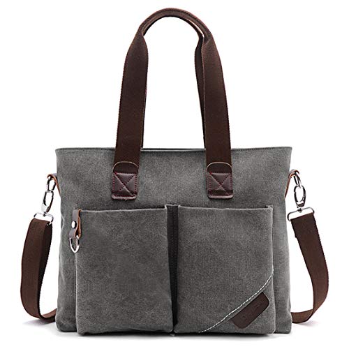 ToLFE Women Top Handle Satchel Handbags Tote Purse Shoulder Bag (Large: (L) 14.57" x(W) 6.3" x(H) 12.2", Grey-(large)) - Image 2