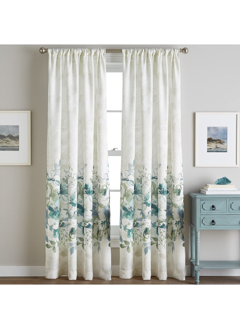 CHF CHF Watercolor Floral Rod Pocket Panel 63 Aqua 