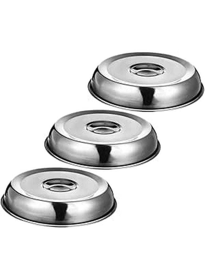 3Pcs Stainless Steel Round Food Covers For BBQ Steak Indoor Outdoor Cooking - Image 1