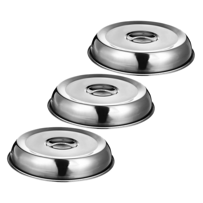 3Pcs Stainless Steel Round Food Covers For BBQ Steak Indoor Outdoor Cooking - Image 2
