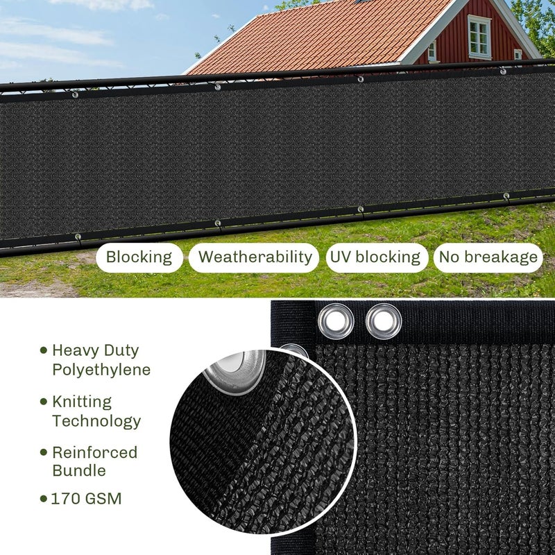 Totu Privacy Screen Fence, TOTU 4ft x 50ft Heavy Duty 170 Shade Net Cover, for Wall Garden Yard Outdoor Home Decoration, Black - Image 4