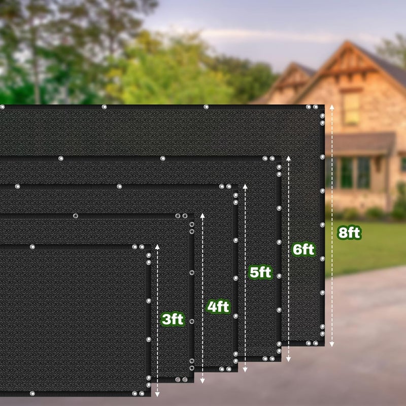 Totu Privacy Screen Fence, TOTU 4ft x 50ft Heavy Duty 170 Shade Net Cover, for Wall Garden Yard Outdoor Home Decoration, Black - Image 3