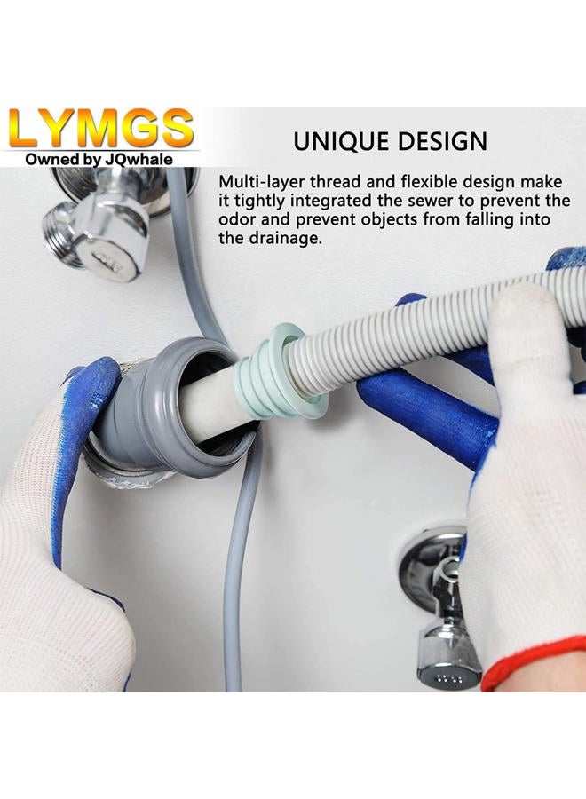 LYMGS سدادة أنبوب تصريف سيليكون تناسب عالمي، سدادة أنبوب تصريف غسالة، حلقة ختم أنبوب المطبخ، غرفة الغسيل، الحمام، حوض الاستحمام، عبوة 3 قطع باللون الأسود والأبيض والأزرق - Image 3
