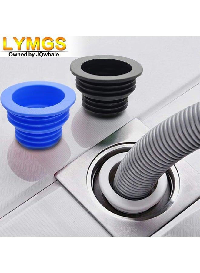 LYMGS سدادة أنبوب تصريف سيليكون تناسب عالمي، سدادة أنبوب تصريف غسالة، حلقة ختم أنبوب المطبخ، غرفة الغسيل، الحمام، حوض الاستحمام، عبوة 3 قطع باللون الأسود والأبيض والأزرق - Image 4