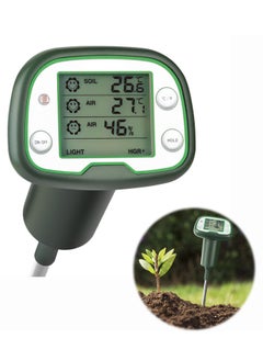 Digital Soil Thermometer, 4-in-1 Soil Tester Soil Thermometer/Light/Air Temperature/Air Humidity Meter Digital Soil/Plant Environment Survey Instrument Sunlight Tester Plant Monitor