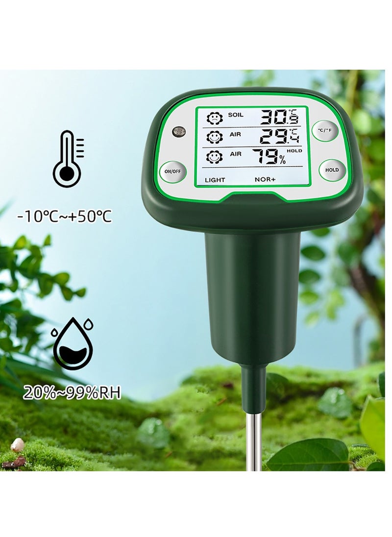 KASTWAVE - Digital Soil Thermometer, 4-in-1 Soil Tester Soil Thermometer/Light/Air Temperature/Air Humidity Meter Digital Soil/Plant Environment Survey Instrument Sunlight Tester Plant Monitor - Image 1