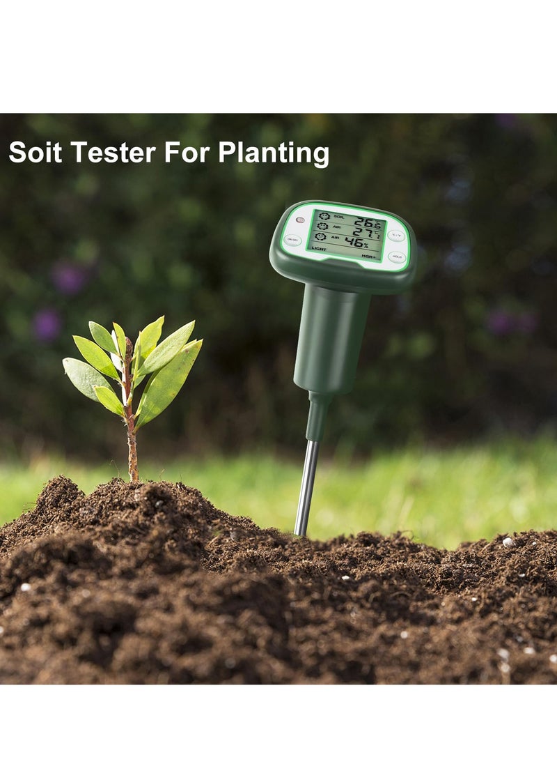 KASTWAVE - Digital Soil Thermometer, 4-in-1 Soil Tester Soil Thermometer/Light/Air Temperature/Air Humidity Meter Digital Soil/Plant Environment Survey Instrument Sunlight Tester Plant Monitor - Image 1
