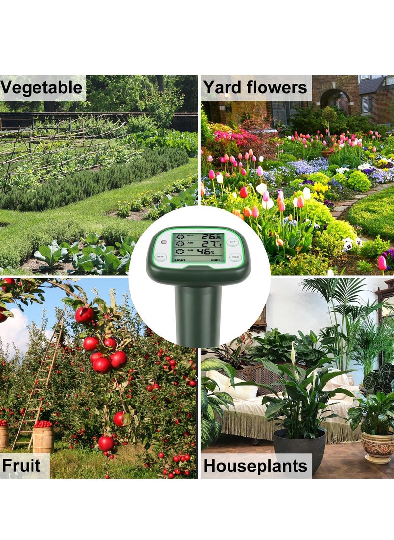 KASTWAVE - Digital Soil Thermometer, 4-in-1 Soil Tester Soil Thermometer/Light/Air Temperature/Air Humidity Meter Digital Soil/Plant Environment Survey Instrument Sunlight Tester Plant Monitor - Image 1