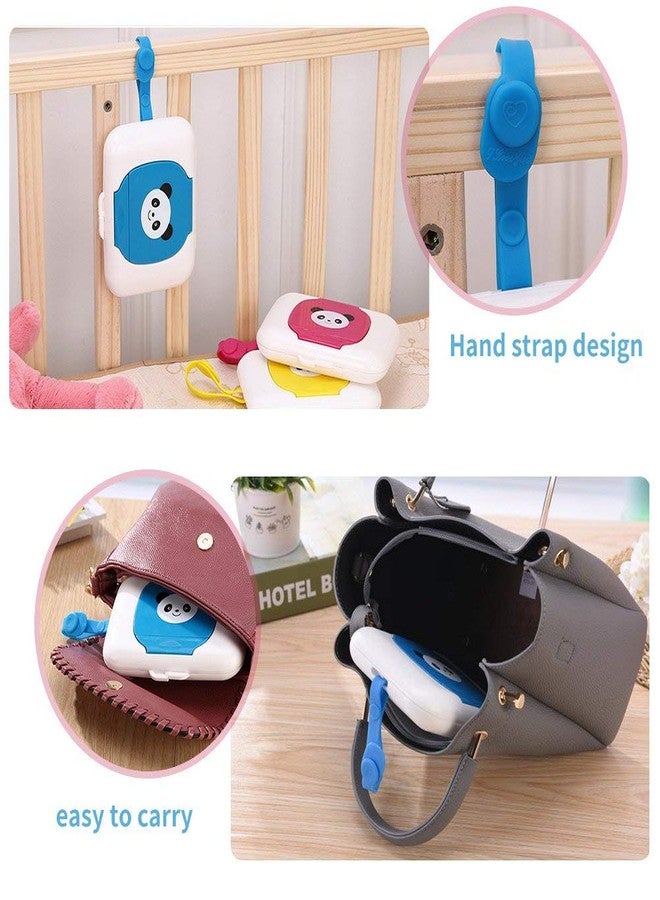 AYNEFY Baby Wipes Dispenser,Outdoor Travel Portable Baby Stroller Wet Wipes Box On- The- Wet Tissue Case Baby Wipe Holder Refillable Wipes Container (blue panda) - Image 4