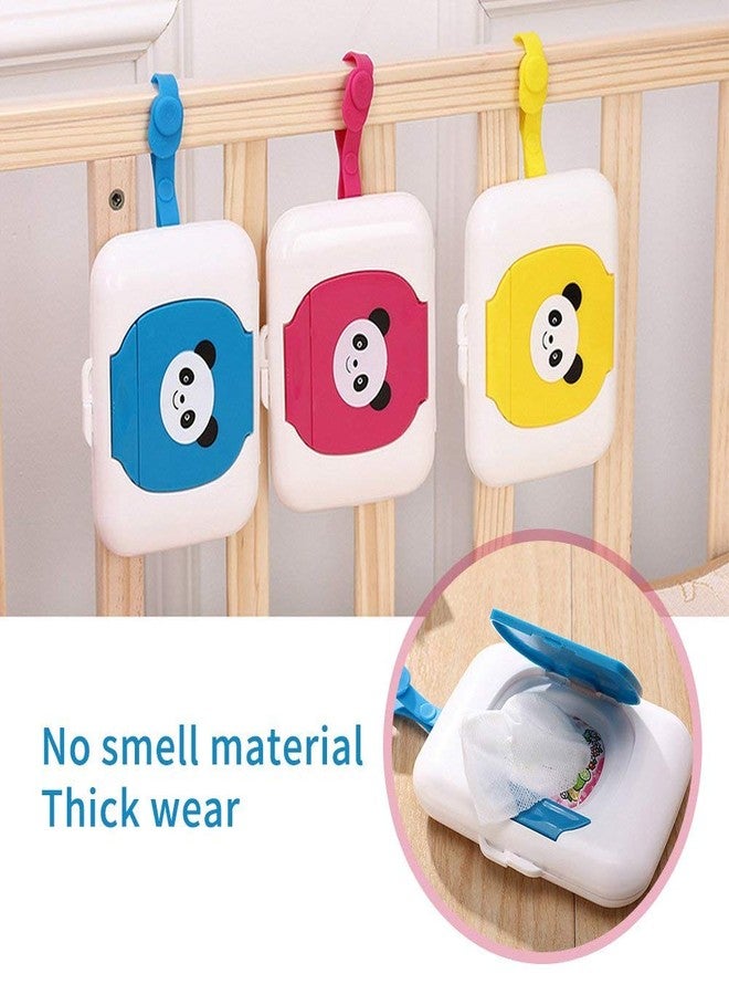 AYNEFY Baby Wipes Dispenser,Outdoor Travel Portable Baby Stroller Wet Wipes Box On- The- Wet Tissue Case Baby Wipe Holder Refillable Wipes Container (blue panda) - Image 3