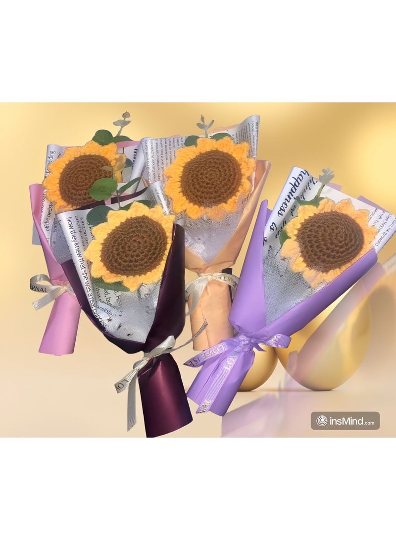 Handmade Crochet Sunflowers and Roses Artificial Flower Bouquet - Unique Gift for Home Decor, Weddings, Birthdays - Image 2