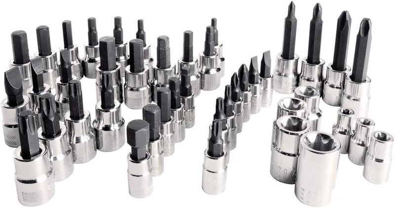 { "titleAr": "مجموعة مفاتيح هيكس وتوركس من CRAFTSMAN، أحجام 1/4 و3/8، SAE ومتريك، 42 قطعة (CMMT34912)" "detailsAr": "مقاومة للتآكل: تأتي مجموعات المفاتيح مع طلاء كروم مصقول بالكامل سهولة الاستخدام والتثبيت السريع: عند استخدام مجموعة