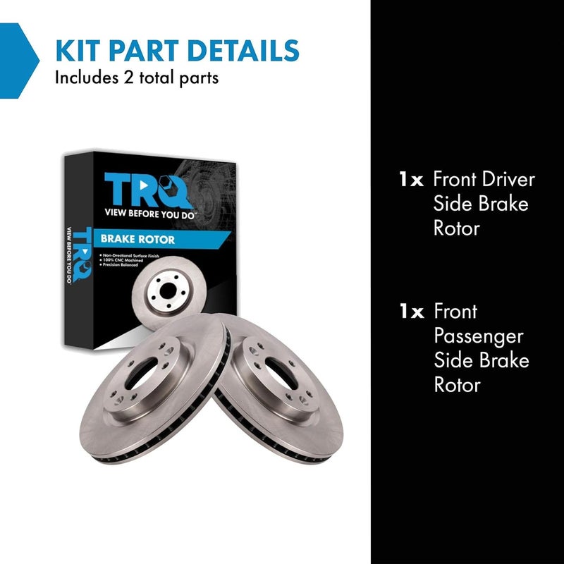 TRQ Front Brake Rotor Set Vented Compatible with 2014-2017 Nissan LEAF 2014-2021 Rogue 2017-2022 Rogue Sport - Image 2