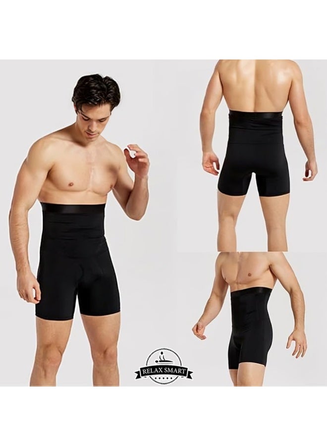 ريلاكس سمارت شورت ضغط رجالي أسود بخصر مرتفع – مشد رياضي لتشكيل الجسم ودعم العضلات أثناء التمارين والاستخدام اليومي، للتحكم في البطن وتوفير مظهر أنيق ومتناسق - Image 2