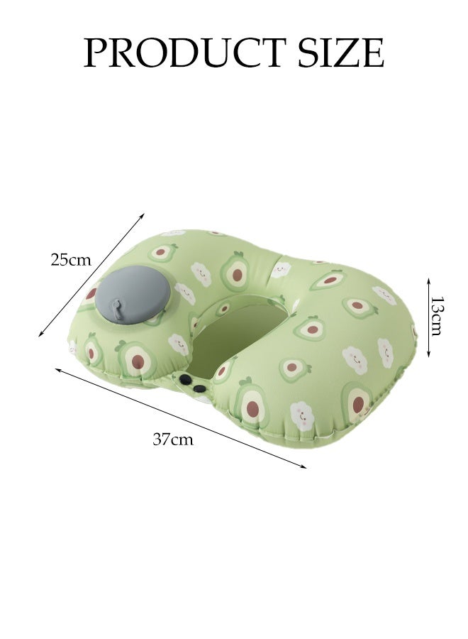 DUNISO Inflatable Travel Pillow for Airplane Ultralight Portable Neck Pillow Press to Inflate Compressible Ergonomic Neck Support to Relieve Neck Tension Comfortable U-shaped Pillow for Airplane Car Office Home Travel Camping  - Image 2